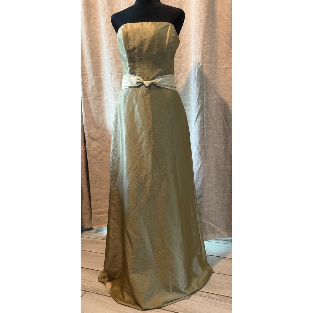 B2 by Jasmine Olive Green Strapless Taffeta Evening Gown Dress‎ Size 10 Formal